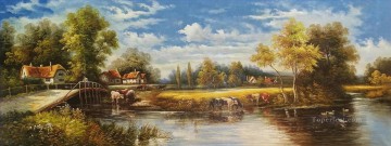  Farmland Oil Painting - Idyllic Countryside Landscape Farmland Scenery 0 304